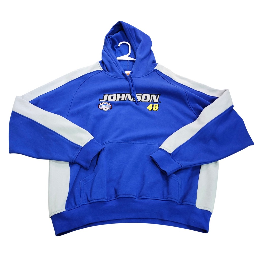 NASCAR Jimmie Johnson 48 Winners Circle Hoodie Blue Grey 2X Racing Pullover